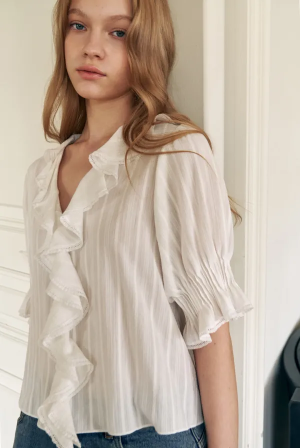 Lora Ruffle Lace Blouse (White)