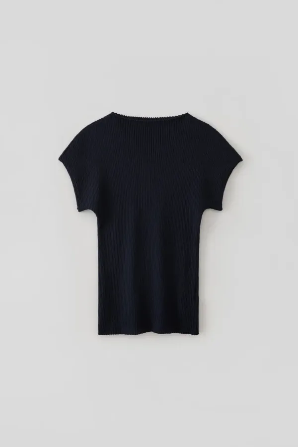 Mock-Neck Knit_Navy