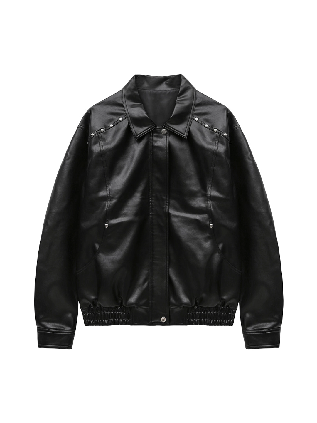 마가린핑거스 RIVET FAKE LEATHER JACKET (BLACK) 상품 이미지 1