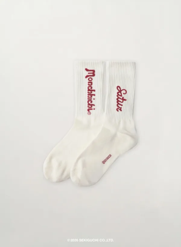 Satur X Monchhichi Lettering Socks - Cream
