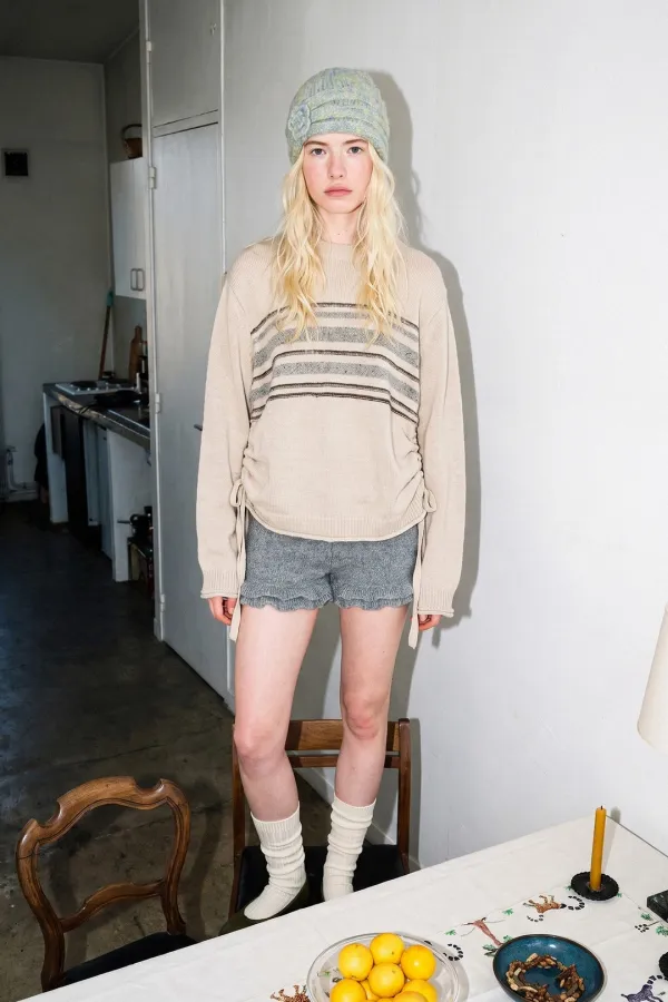 Velvet String Pullover (Beige)