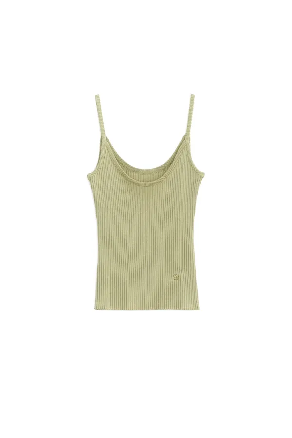 BASIC RIB KNIT SLEEVELESS TOP, YELLOW