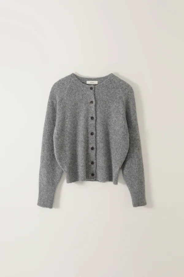 BOUCLE ALPACA KNIT CARDIGAN_GRAY