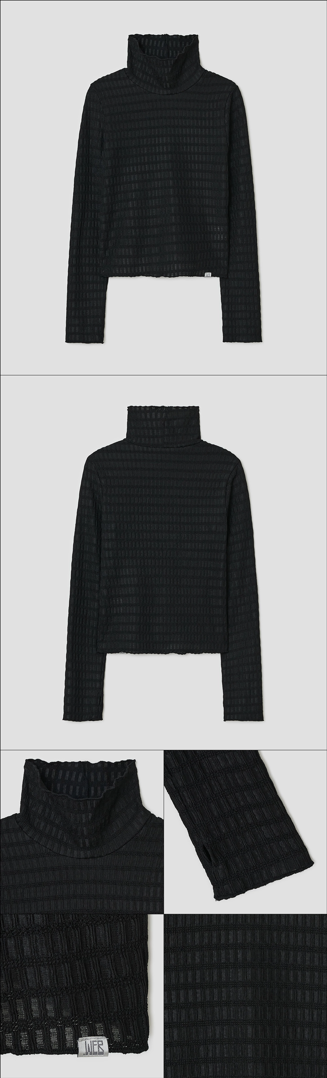 타입서비스 Textured Mock Neck Top [Black] 상품 이미지 2