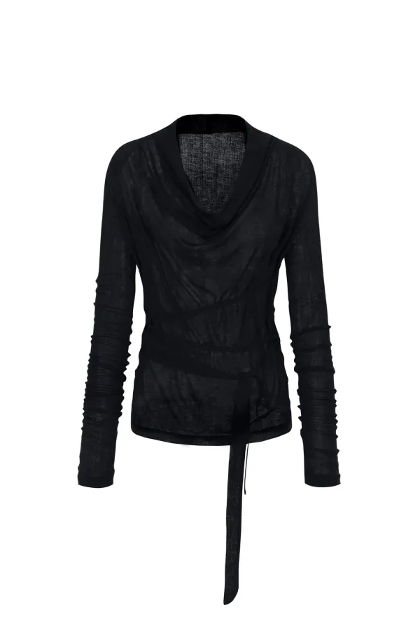 LILY COWL RIBBON TOP black