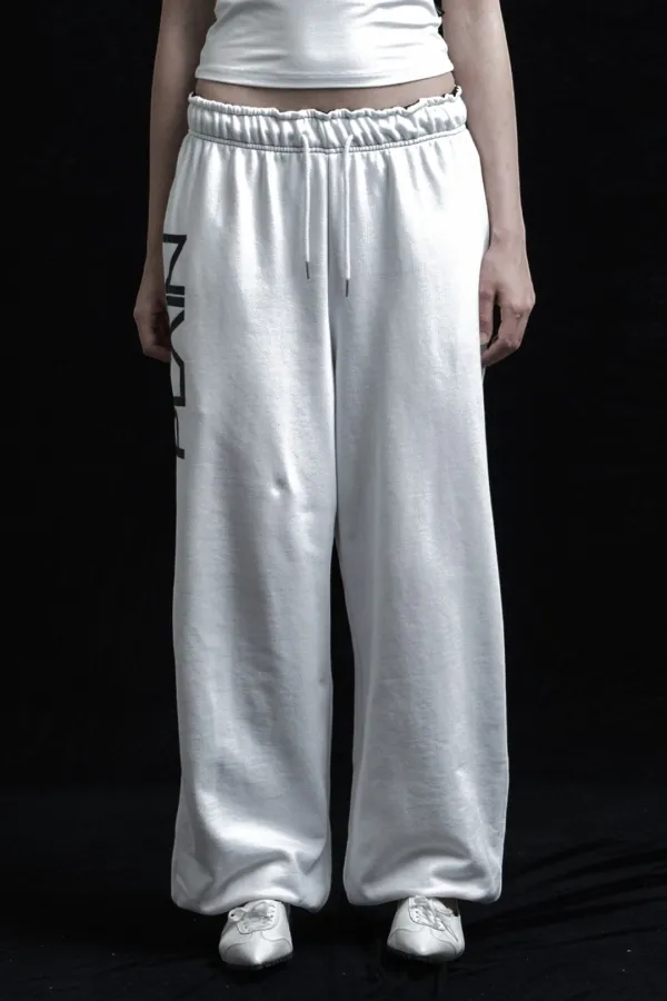PLAIN FOLD-OVER SWEAT PANTS WHITE