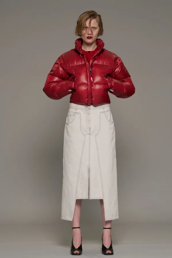 FW26 RED HYBRID CROPPED PADDED JACKET