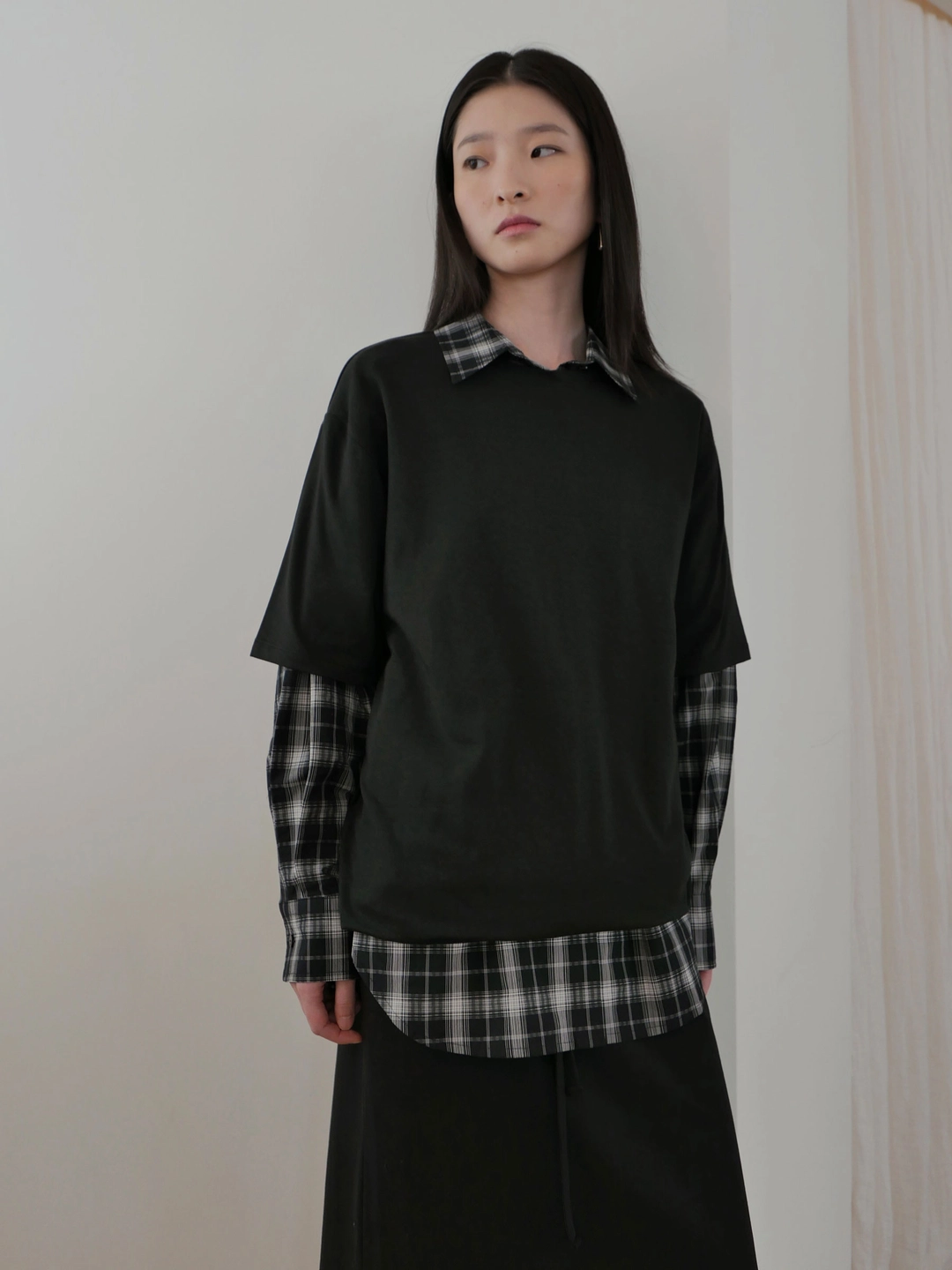 심플멍 Lounge Long T-shirt (black) 상품 이미지 2