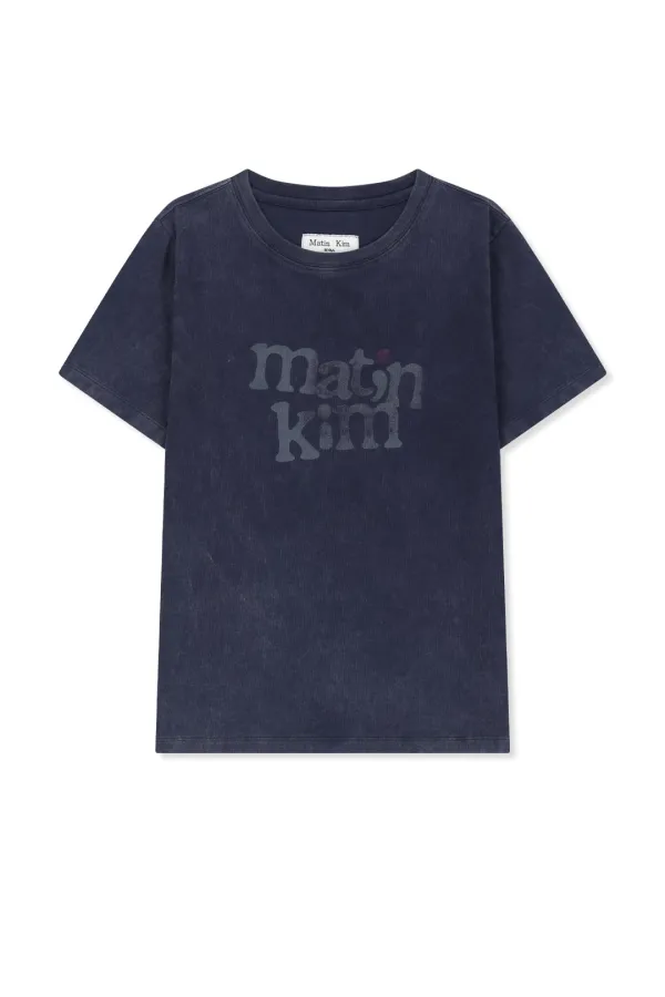 ROUND LOGO GRAFFITI SLIM TOP IN NAVY