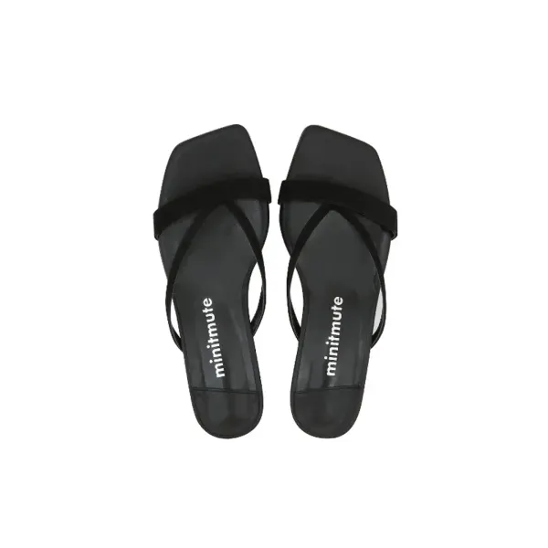 strap flip flop - suede black