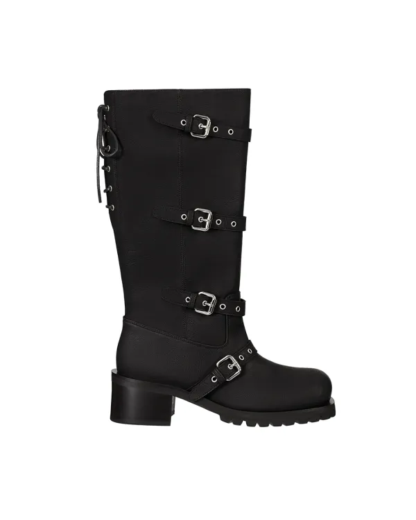 Buckle Tied Long Boots · 버클 타이드 롱 부츠 / 블랙