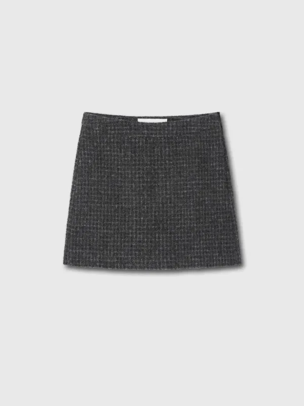 WOOL TWEED MINI SKIRT_ DARK GREY