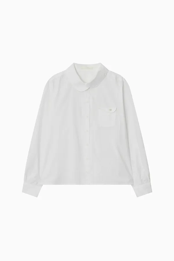 LAYERED COLLAR POCKET BLOUSE, WHITE