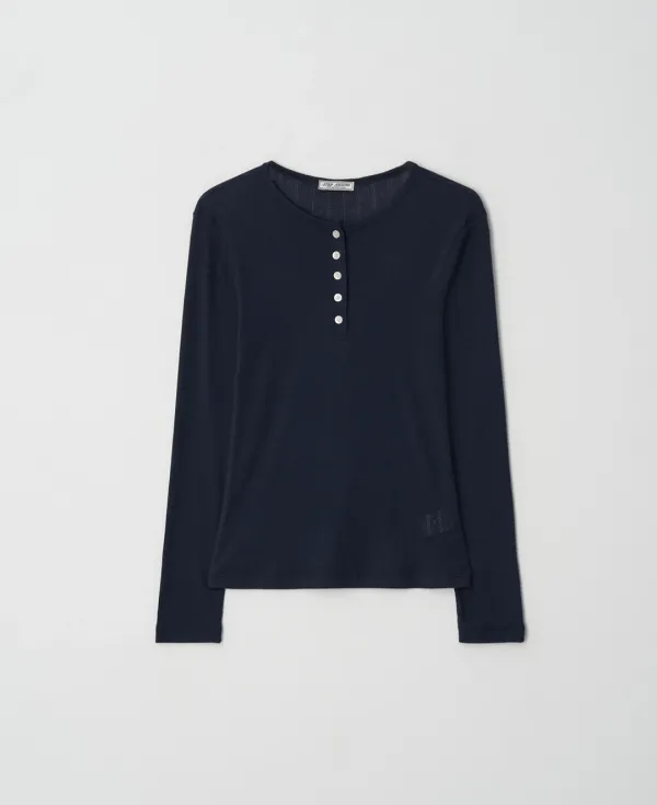 [프리오더 6/1 순차발송] Henley Long Sleeve Tee_NAVY