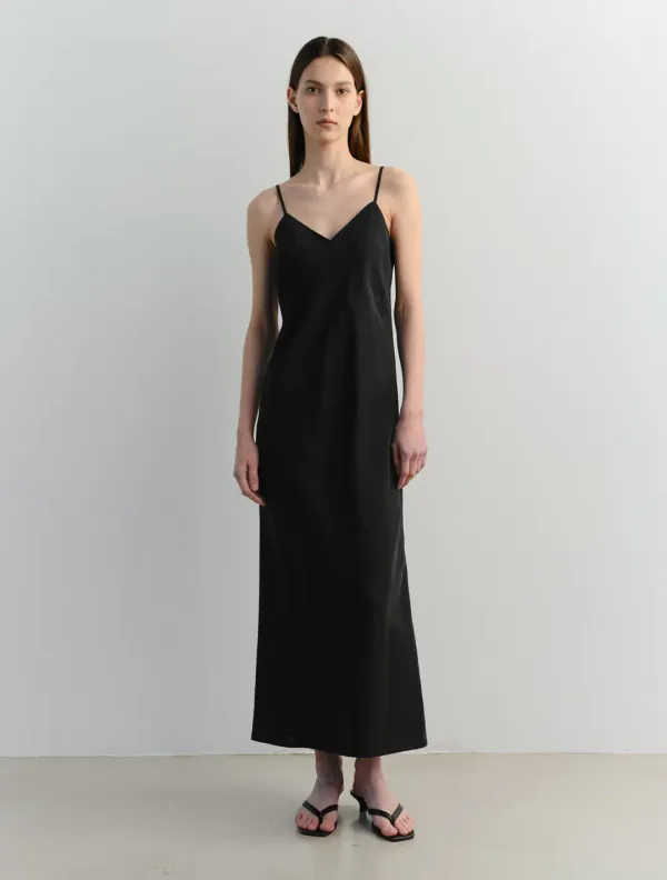 Rayon Strap Dress (Black)