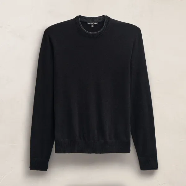 Contrast Trim Cashmere Crew - Black/Anthracite