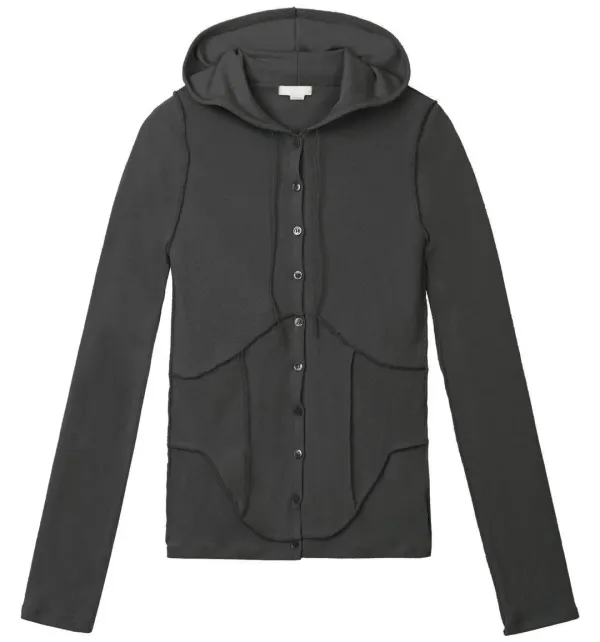 Corset line hoodie cardigan (Black)