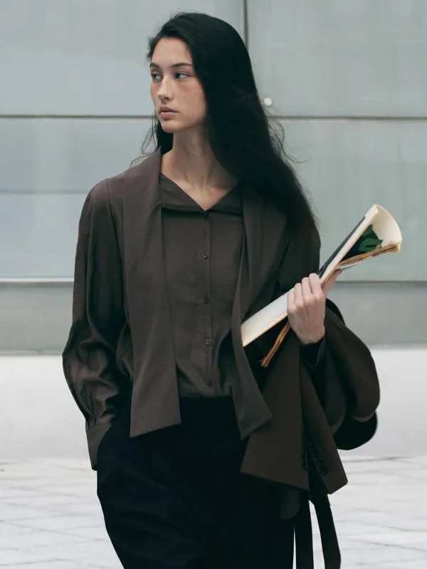 ROUISE VOLUME TIE BLOUSE_2COLOR