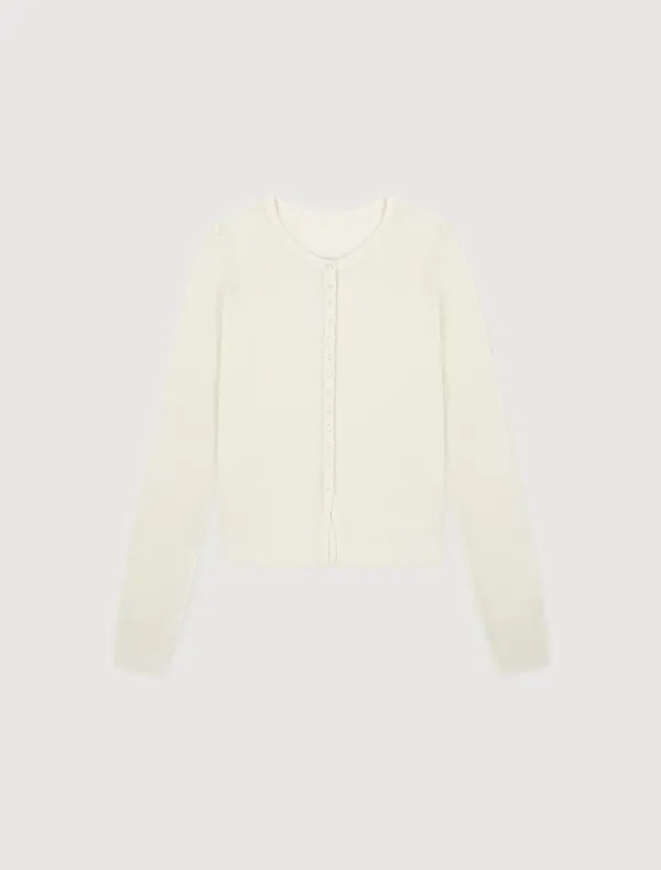 RIBBED BUTTON CARDIGAN [IVORY]
