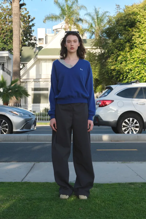 [김가을 PICK] Rosh Deep V-Neck Knit - Blue