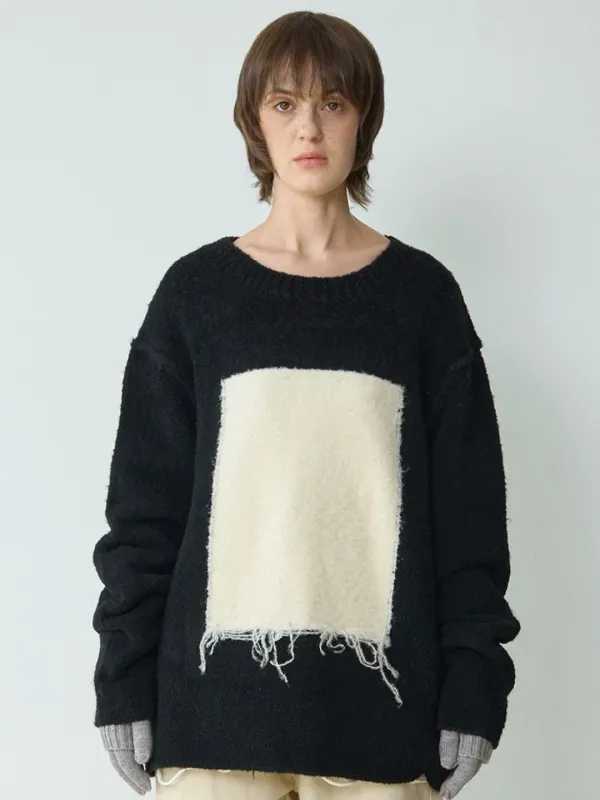 Boucle Square Pullover Knit [Black]