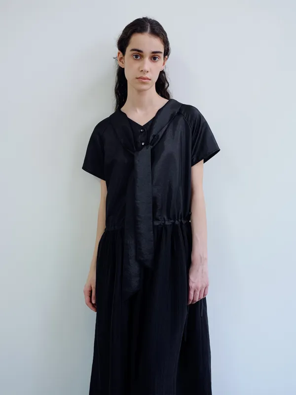 TIR ROLL COLLAR SHINING DRESS_BLACK