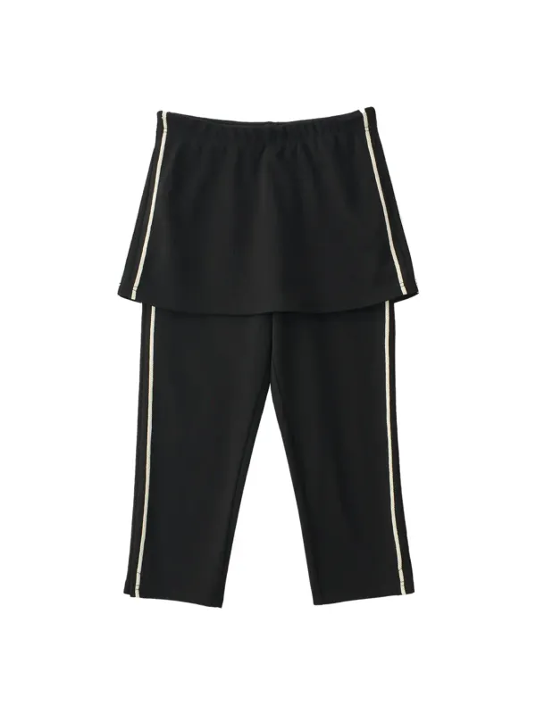 Line Point Skirt Pants_ Black