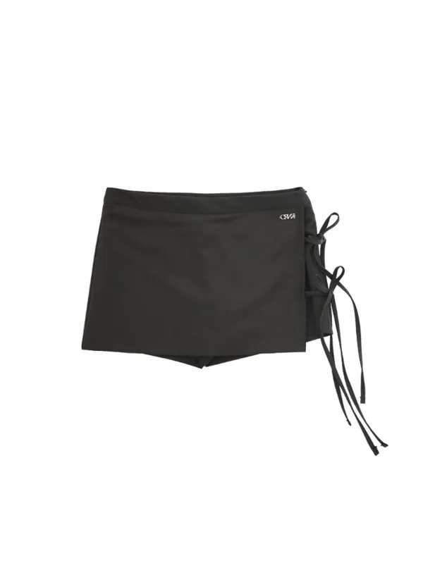 STRING WRAP SKIRT PANTS_CHARCOAL