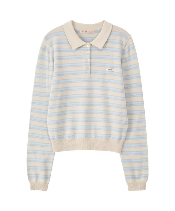 Lolly Stripe Collar Knit-Oatmeal