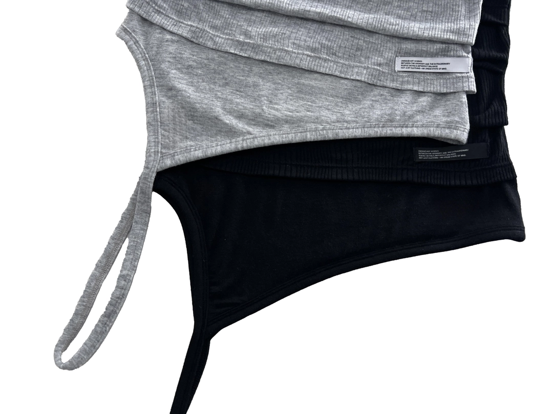 이네기 Duple Layered One Shoulder Top (black) 상품 이미지 1