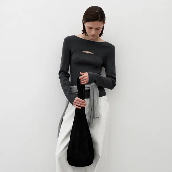 (T-7111) RAVI KNIT TOP&SLEEVELESS SET S
