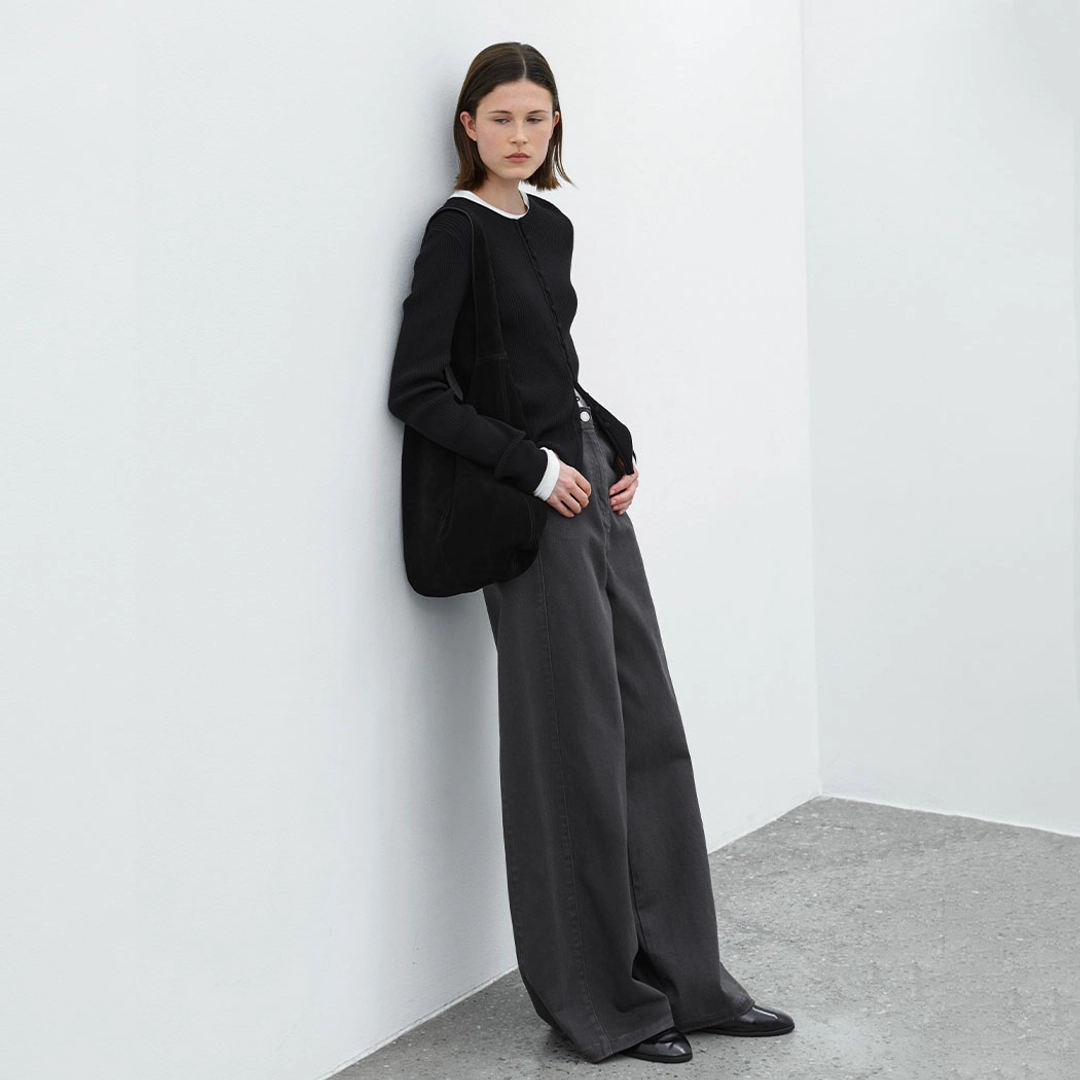 아뜰리에 나인 (PT-5695)COLOR DENIM WIDE PANTS 상품 이미지 1