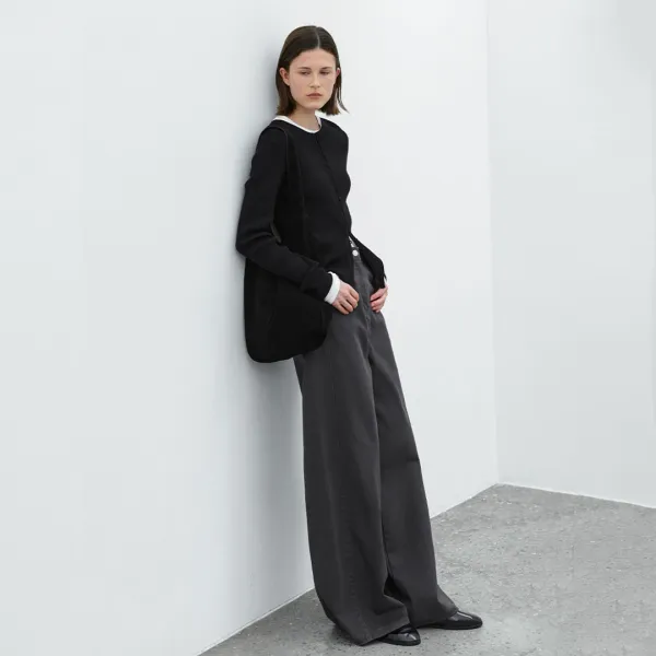 (PT-5695)COLOR DENIM WIDE PANTS