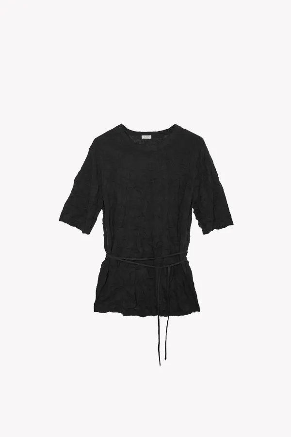 Floy Wrinkle Half Sleeve Knit (Black)