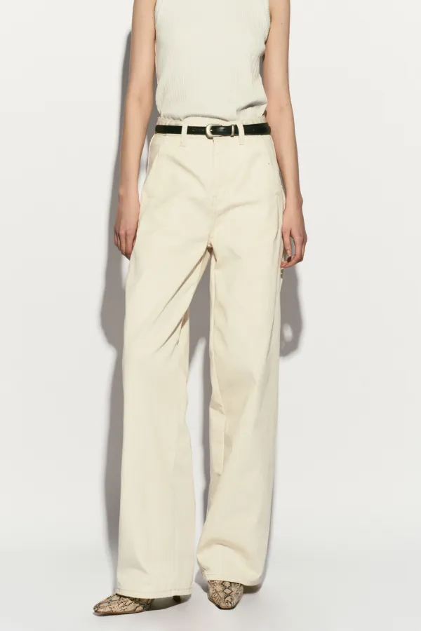 ASYMMETRIC SEAM DETAIL PANTS CREAM