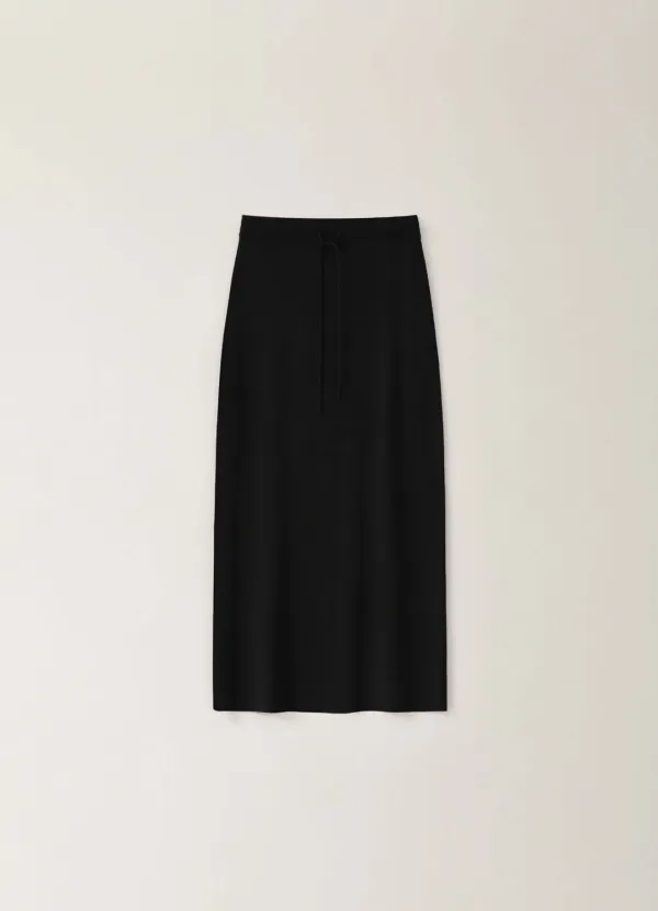 Double Straight Maxi Skirt - Black