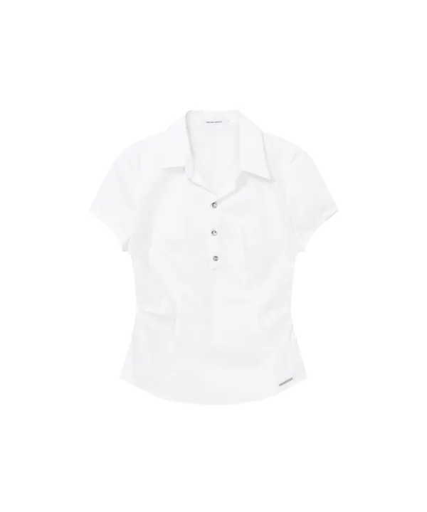 Fitted cap sleeves shirts WHITE