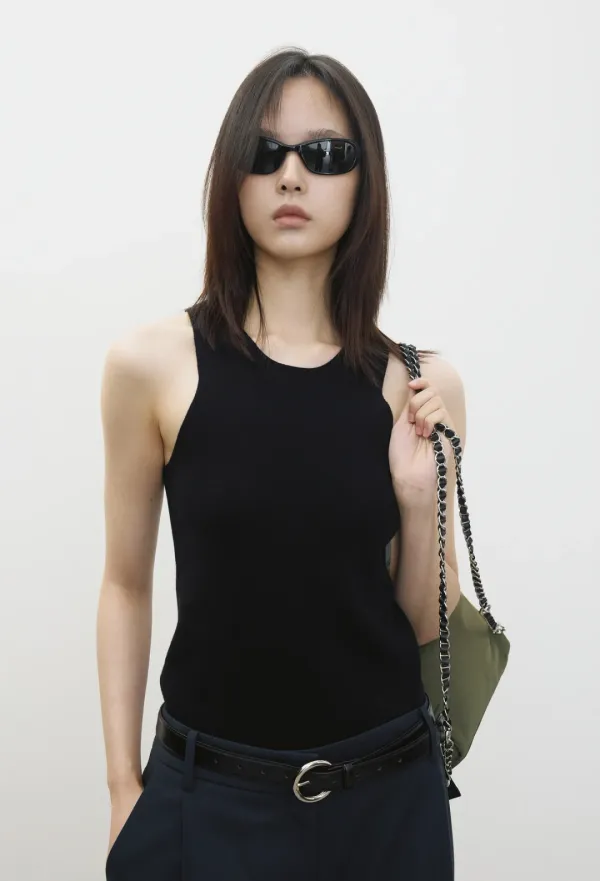 워셔블 울코튼 커브드 탑 블랙