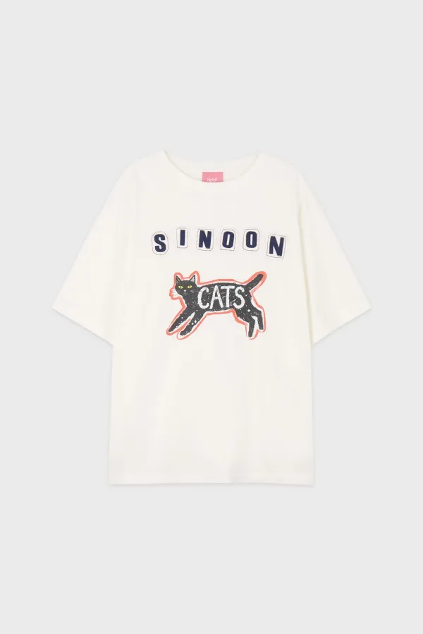 Cats Patch T-Shirt (Ivory)