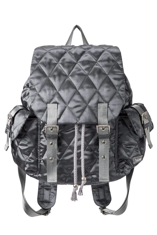 GLOSSY QUILTED BACKPACK_CHARCOAL