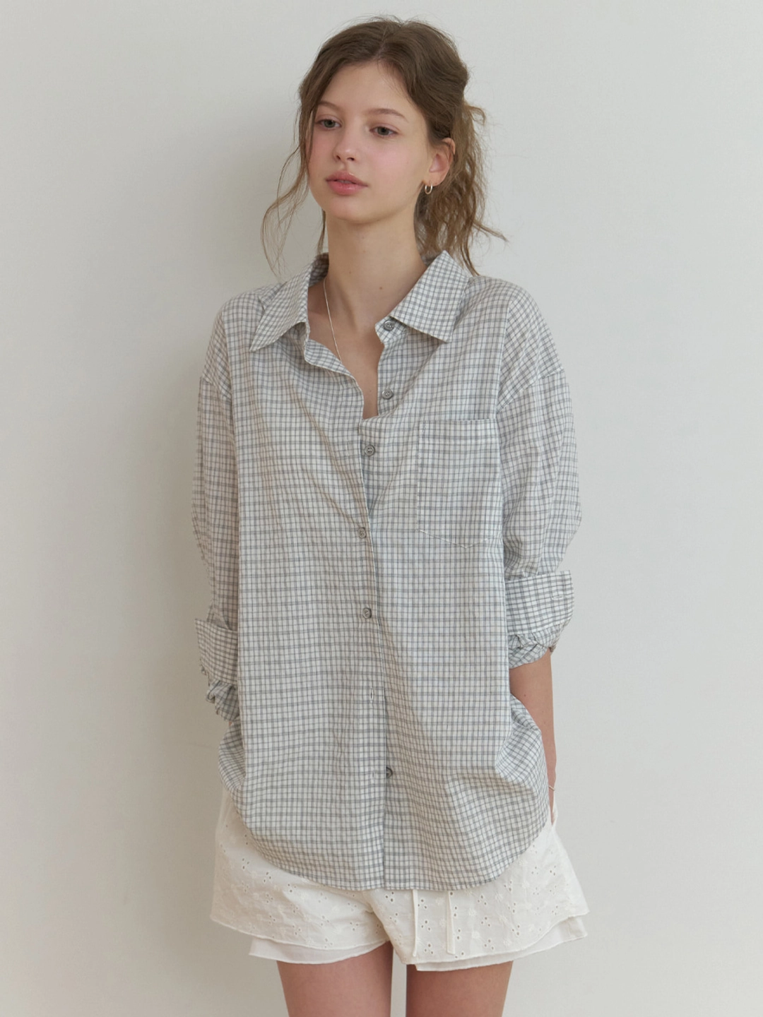 리엘 Bail overfit shirt (gray check) 상품 이미지 1