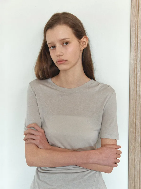 TIR DRAPED TUCK ASYMMETRIC SILK-BLEND TOP_SAND