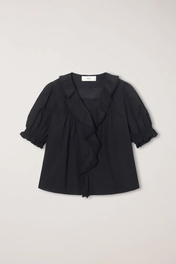 RUFFLE BLOUSE BLACK_UDBL6B221BK