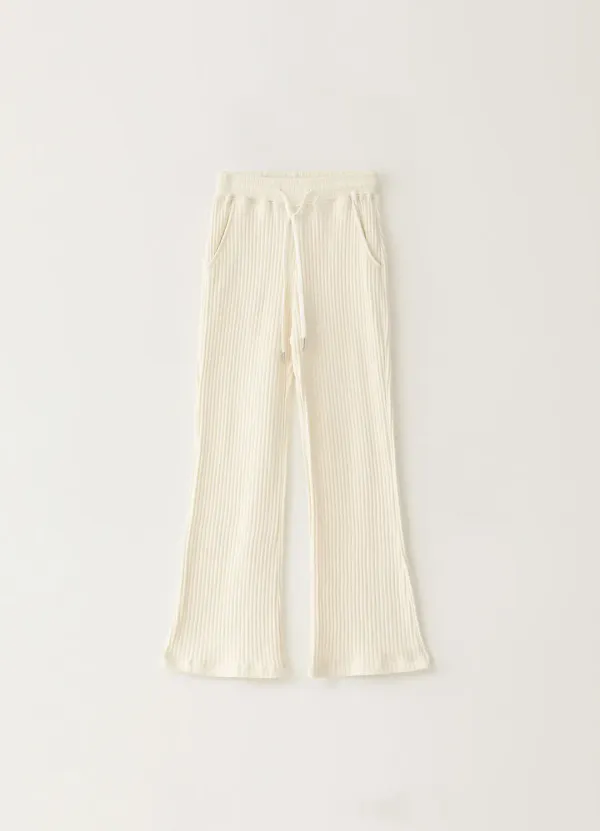 [Limited]  Knitted Ribbed Pants - Ivory