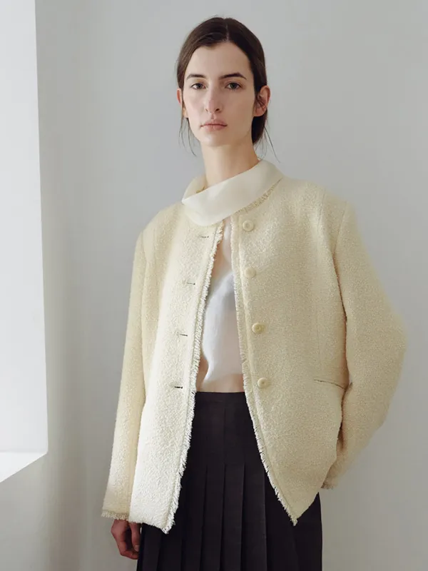 BOUCLE FRINGY TWEED JK_BUTTER BEIGE