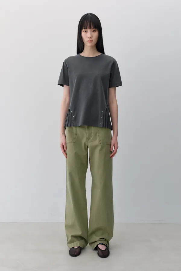 프린지 스터드 티셔츠 CHARCOAL