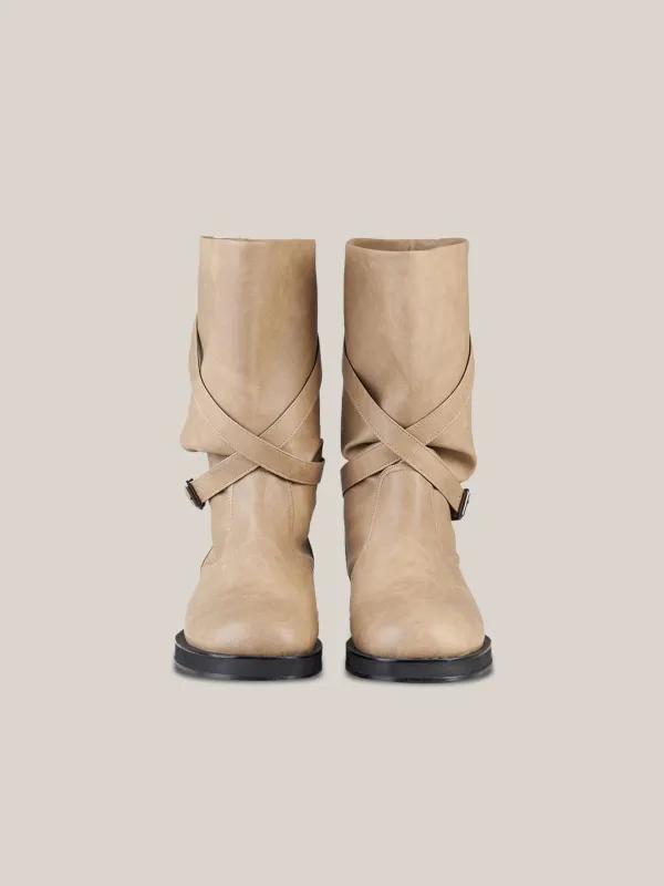 CROSS BELT BOOTS[ BEIGE ]