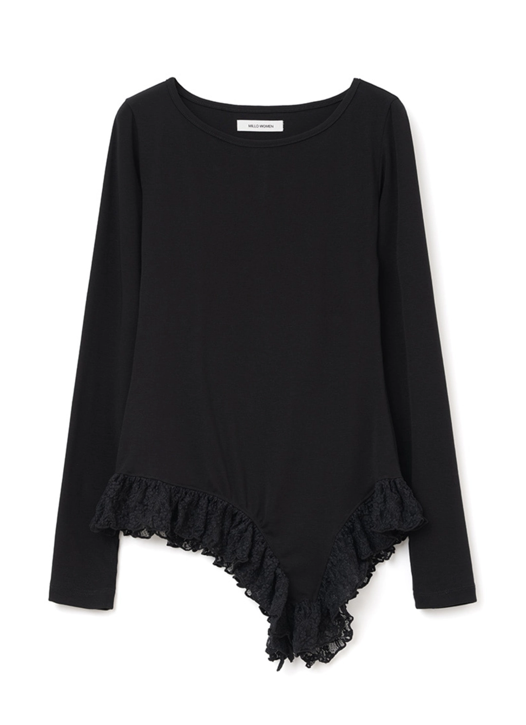 밀로 우먼 Ruffle Long Sleeve Top [Black] 상품 이미지 1