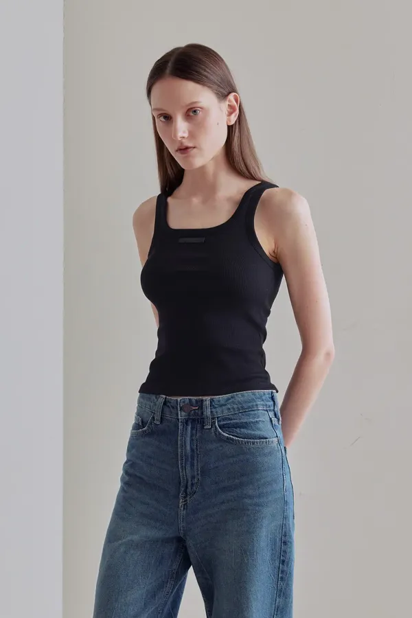 [2ND] SQUARE NECK SLEEVELESS TOP (BLACK)