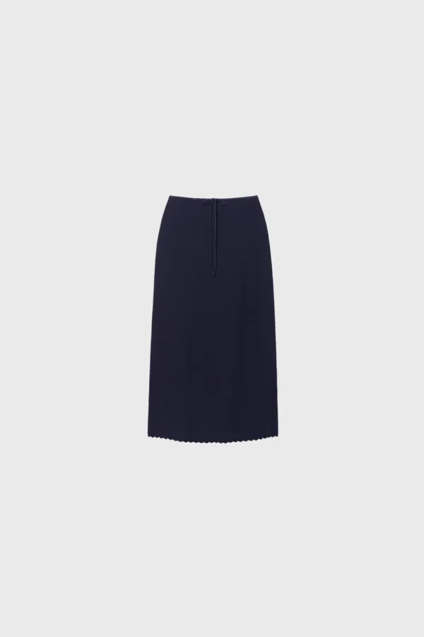 Cotton Knit Skirt (Cream / Navy)